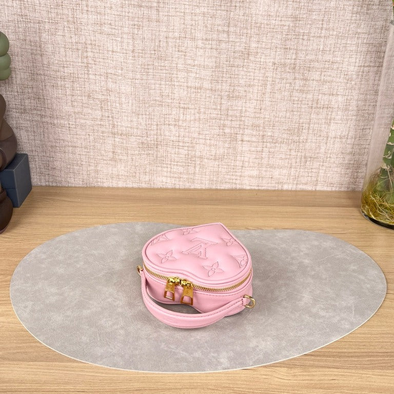 Louis Vuitton Pop My Heart Pink Quilted Leather Heart Mini Crossbody Bag, Gold-tone Chain Strap, Valentine Limited Edition