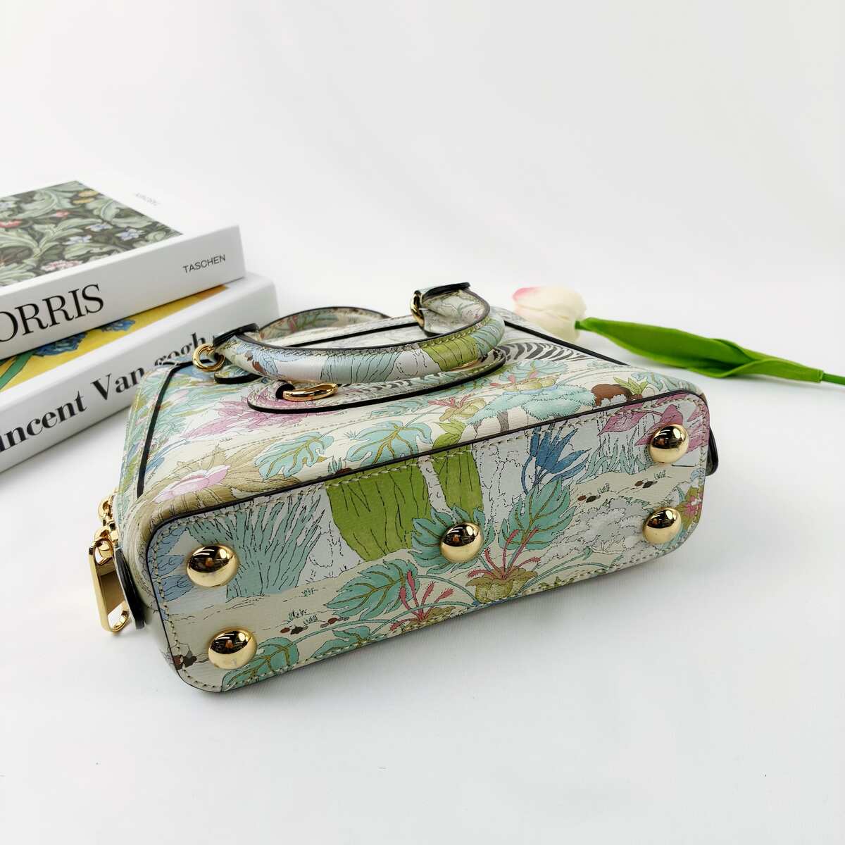 Gucci Mini Horsebit 1955 Top Handle Bag, Tiger Limited Edition Printed Calfskin, Gold-tone Hardware