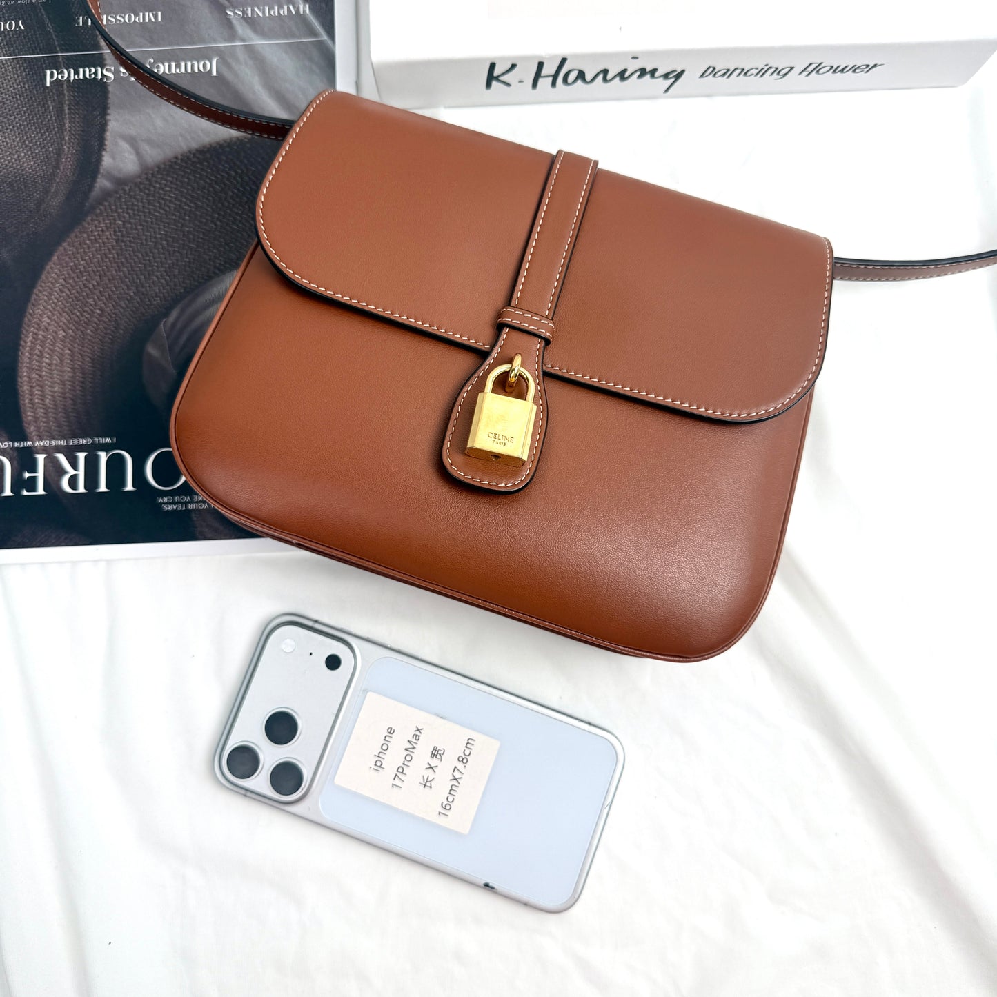 Celine Medium Tabou Shoulder Bag in Brown Smooth Calfskin, Gold Padlock Hardware