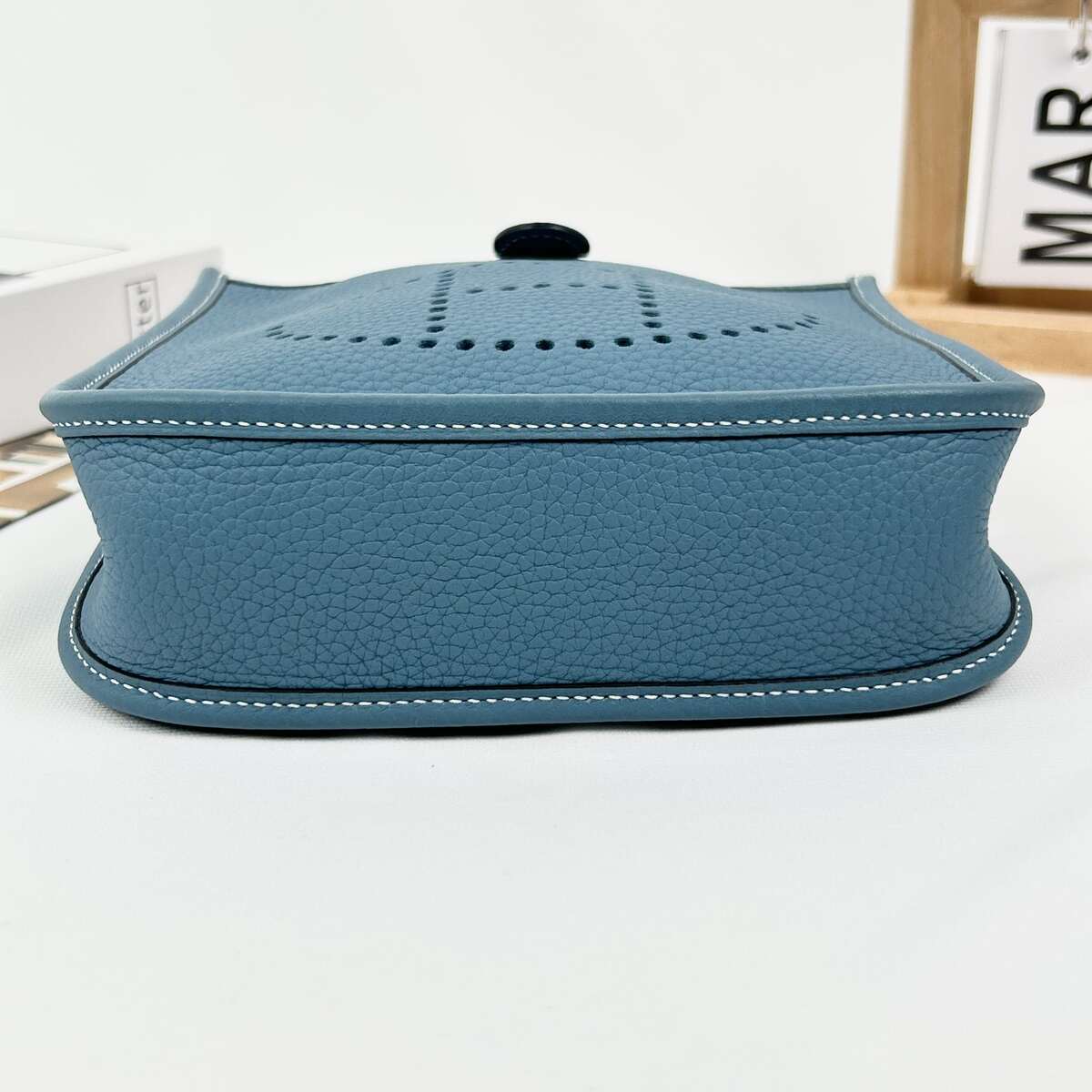 Hermès Evelyne 16, Bleu Jean Taurillon Clemence Leather, Gold Hardware, B Stamp