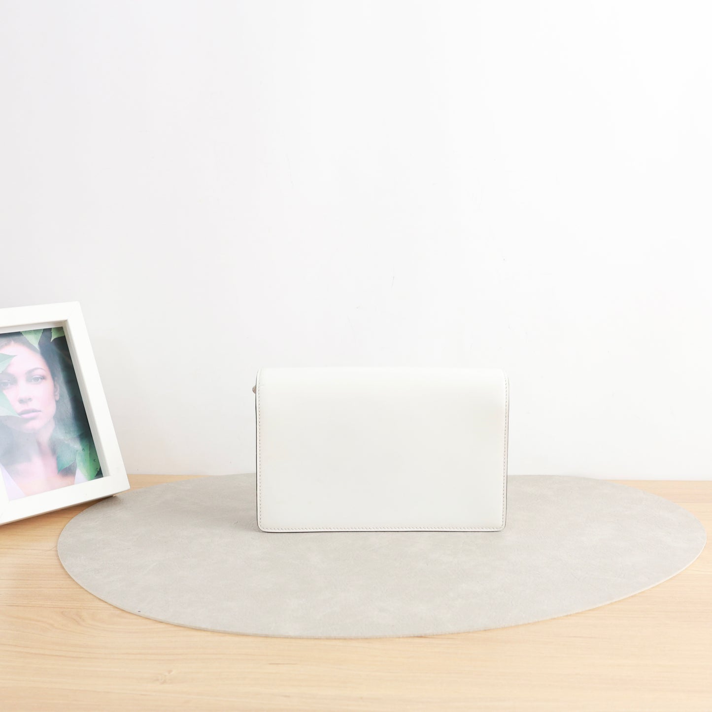 Prada Envelope Chain Shoulder Bag, White Smooth Calfskin, Large Metallic Gothic Logo Hardware