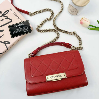 Chanel Trendy CC Top Handle Flap Bag, Red Caviar Leather, Gold-Tone Hardware