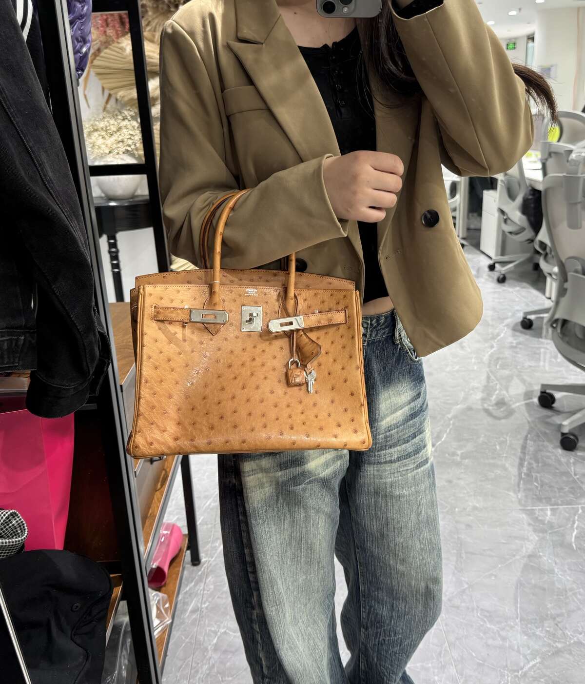 Hermès Birkin 30 in Jaune Ostrich Leather, Palladium Hardware, K Stamp