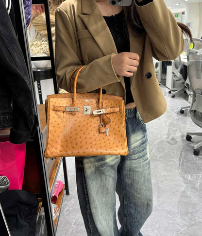Hermès Birkin 30 in Jaune Ostrich Leather, Palladium Hardware, K Stamp