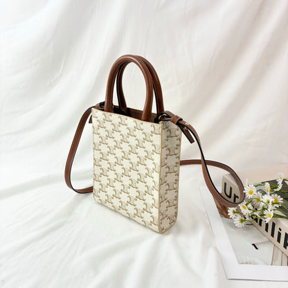 Celine Mini Vertical Cabas Tote in Triomphe Canvas & Calfskin
