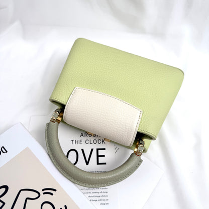 Louis Vuitton Mini Capucines, Light Green Taurillon Leather, Gold-tone LV Turnlock Hardware