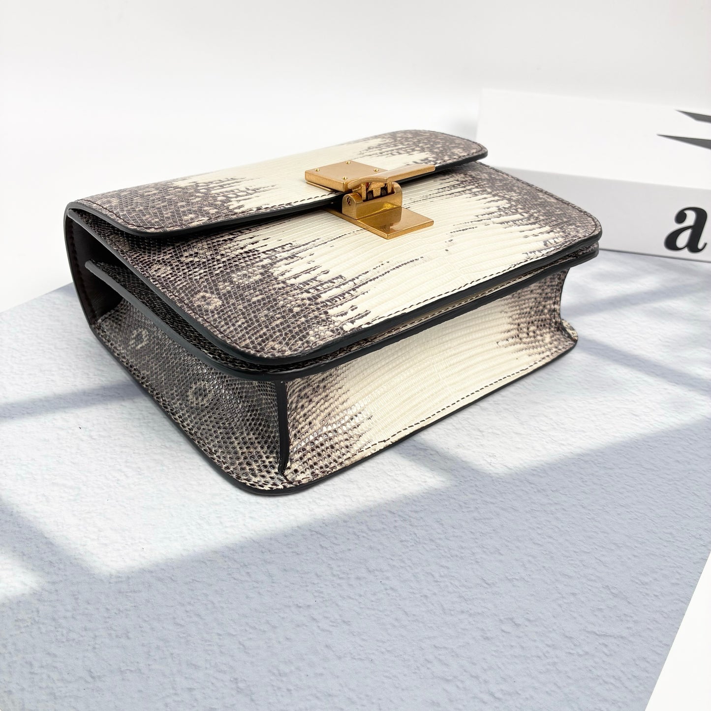 Celine Small Classic Box Flap Bag in Lizard Skin with Gold-Tone Hardware