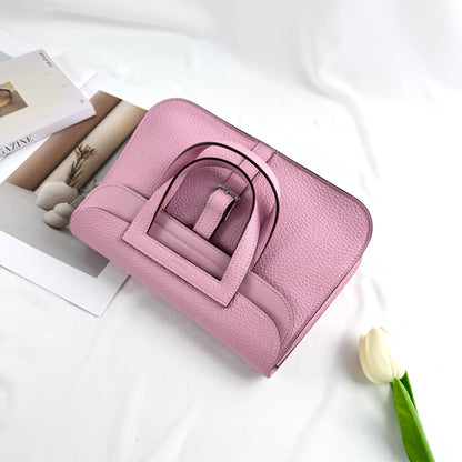 Hermès Halzan 25 Bag, Mauve Sylvestre Taurillon Clemence Leather, Palladium Hardware, U Stamp