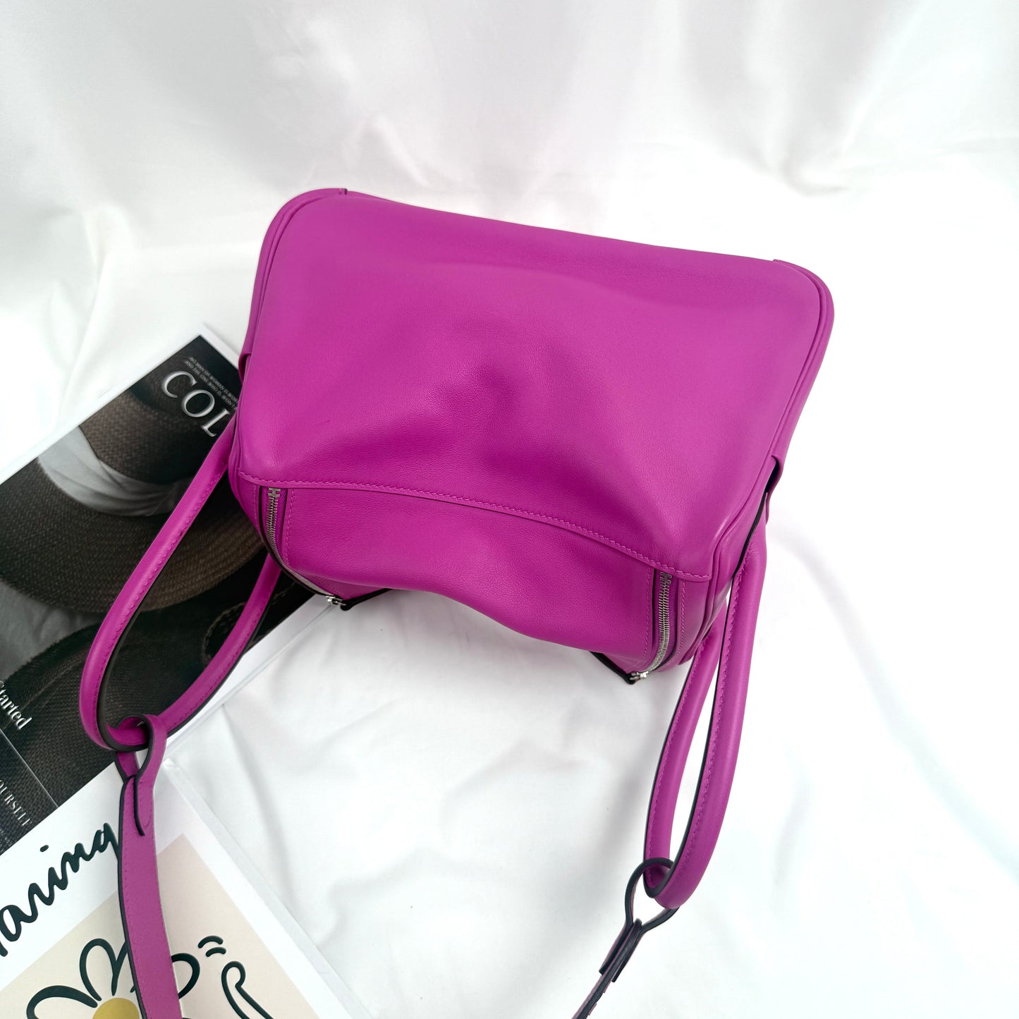 Hermès Lindy 26 in Rose Pourpre Swift Leather, Palladium Hardware, C Stamp