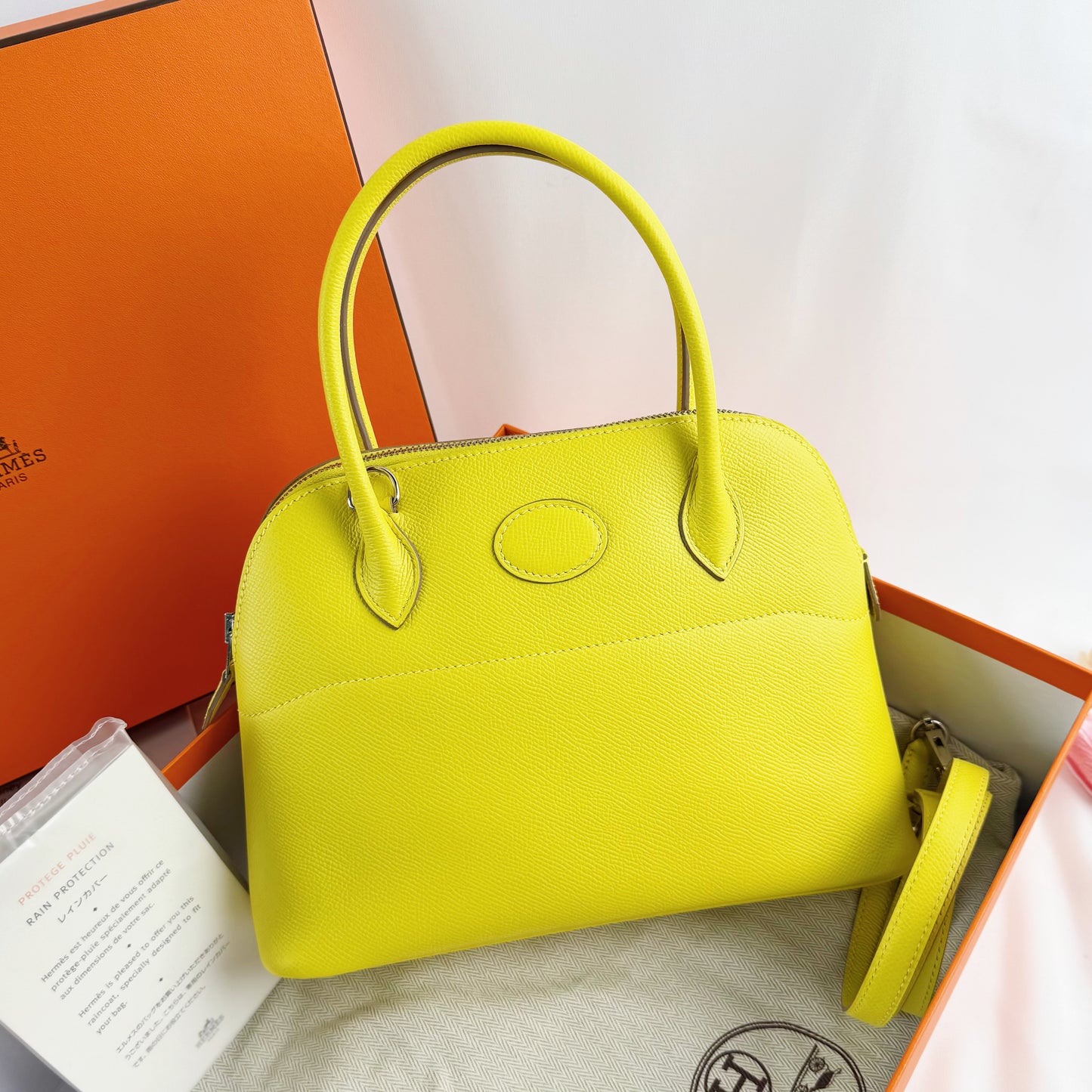 Hermès Bolide 27 in Jaune Citron Epsom Leather, Palladium Hardware (U Stamp)