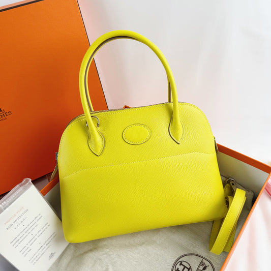 Hermès Bolide 27 in Jaune Citron Epsom Leather, Palladium Hardware (U Stamp)