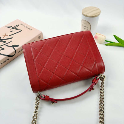 Chanel Trendy CC Top Handle Flap Bag, Red Caviar Leather, Gold-Tone Hardware