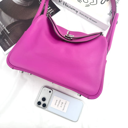 Hermès Lindy 26 in Rose Pourpre Swift Leather, Palladium Hardware, C Stamp