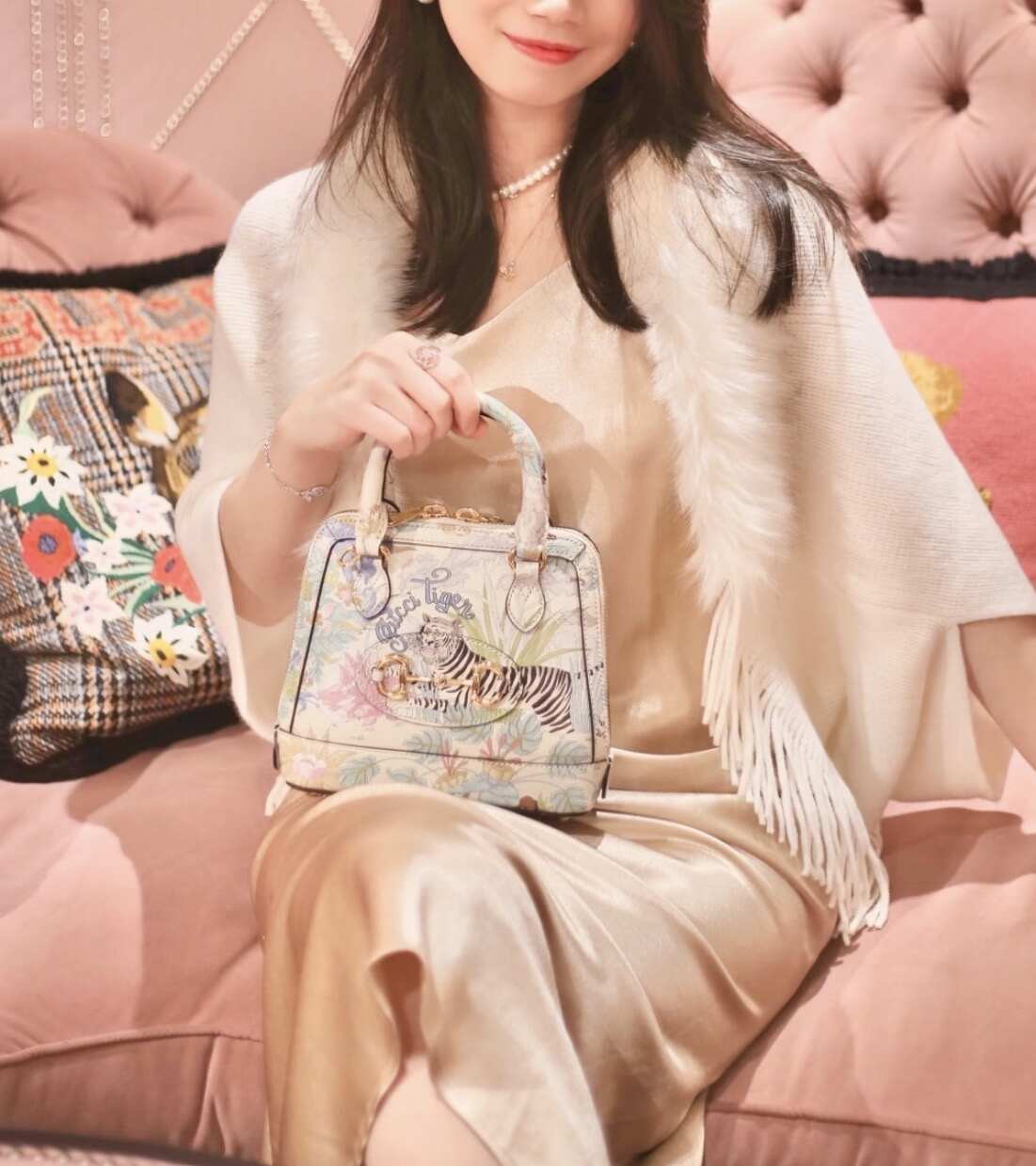 Gucci Mini Horsebit 1955 Top Handle Bag, Tiger Limited Edition Printed Calfskin, Gold-tone Hardware