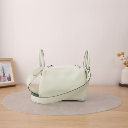 Hermès Mini Lindy Crossbody Bag, Vert Fizz Swift Leather, Palladium Silver Hardware, U Stamp