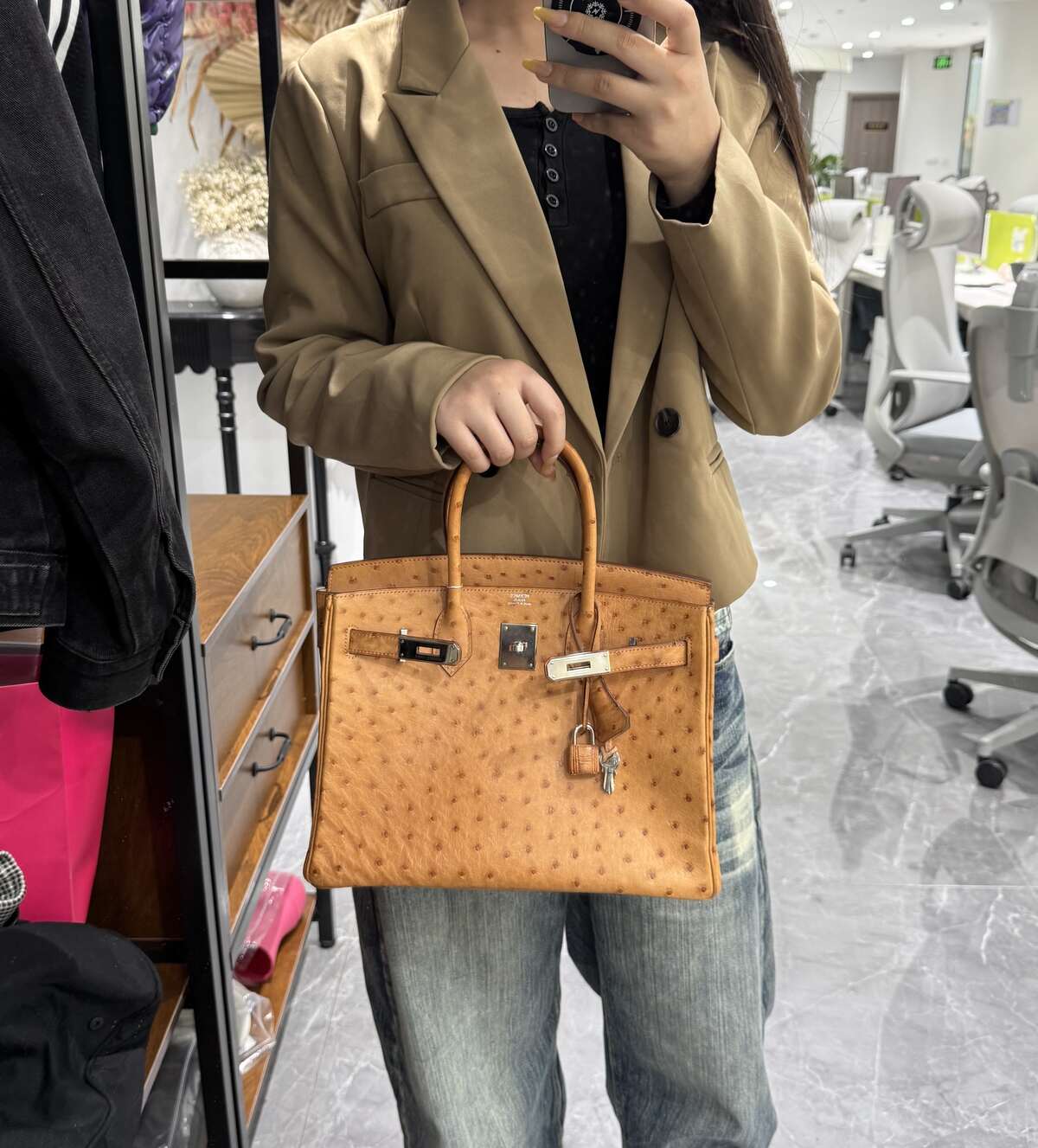 Hermès Birkin 30 in Jaune Ostrich Leather, Palladium Hardware, K Stamp