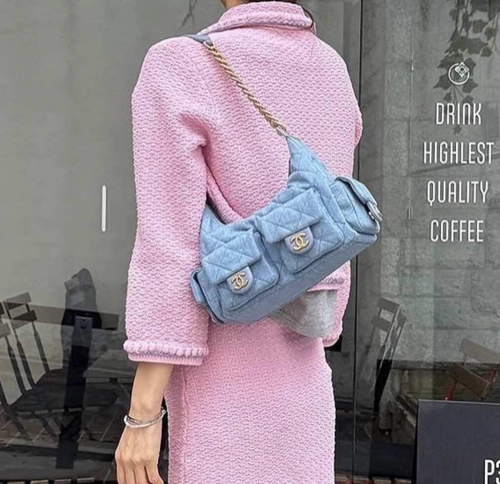Chanel Hobo Shoulder Bag, 25C Cruise Collection, Blue Denim Fabric, Gold-tone Metal Hardware