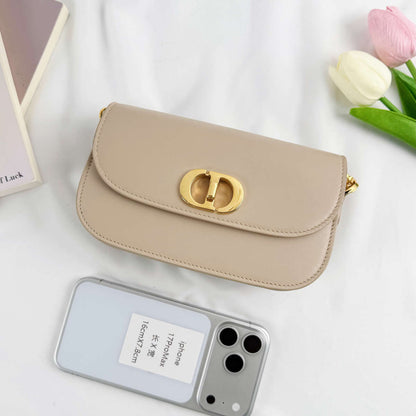 Dior Small Avenue Montaigne Bag, Beige Smooth Calfskin, Gold-tone CD Turnlock Hardware