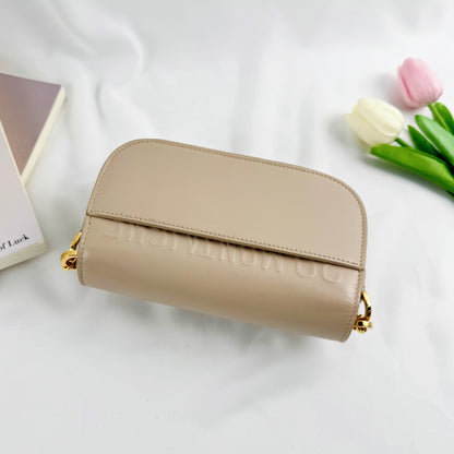 Dior Small Avenue Montaigne Bag, Beige Smooth Calfskin, Gold-tone CD Turnlock Hardware