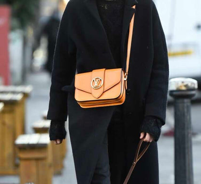 Louis Vuitton Pont 9 Small Crossbody Bag in Orange Smooth Calfskin, Gold-Tone LV Circle Hardware