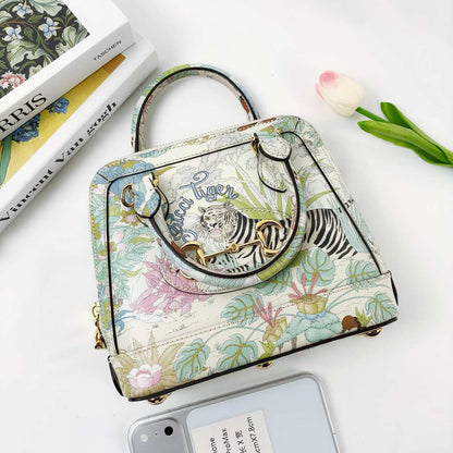 Gucci Mini Horsebit 1955 Top Handle Bag, Tiger Limited Edition Printed Calfskin, Gold-tone Hardware