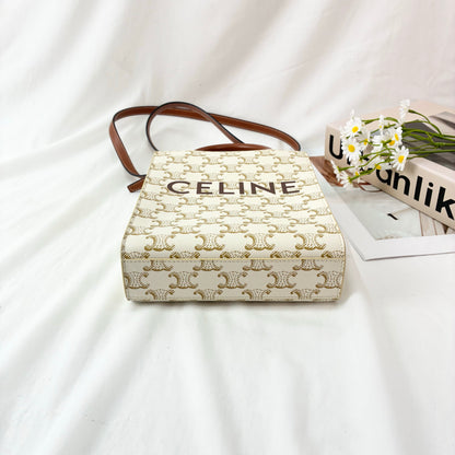 Celine Mini Vertical Cabas Tote in Triomphe Canvas & Calfskin