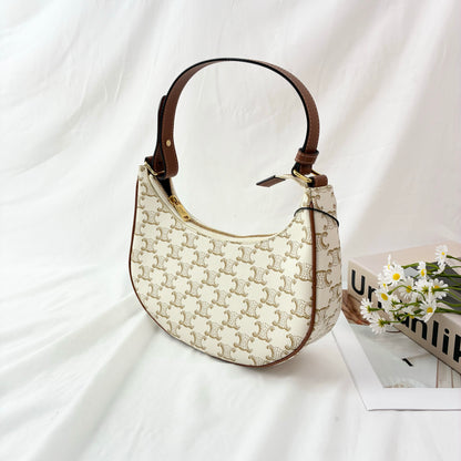 Celine Ava Shoulder Bag in Triomphe Canvas & Calfskin Leather