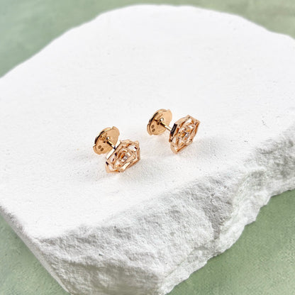 Piaget Rose 18K Rose Gold Openwork Single Diamond Stud Earrings