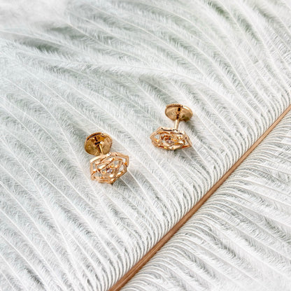 Piaget Rose 18K Rose Gold Openwork Single Diamond Stud Earrings