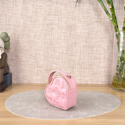 Louis Vuitton Pop My Heart Pink Quilted Leather Heart Mini Crossbody Bag, Gold-tone Chain Strap, Valentine Limited Edition