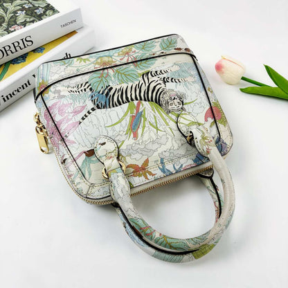 Gucci Mini Horsebit 1955 Top Handle Bag, Tiger Limited Edition Printed Calfskin, Gold-tone Hardware