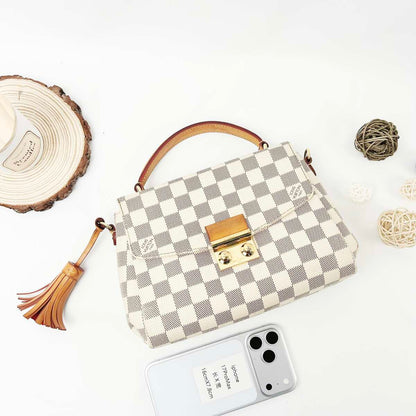 Louis Vuitton Croisette, Damier Azur Canvas, Natural Cowhide Trim with Tassel, Gold-tone Hardware