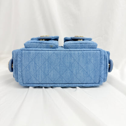 Chanel Hobo Shoulder Bag, 25C Cruise Collection, Blue Denim Fabric, Gold-tone Metal Hardware