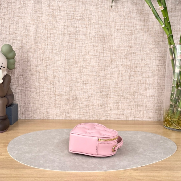 Louis Vuitton Pop My Heart Pink Quilted Leather Heart Mini Crossbody Bag, Gold-tone Chain Strap, Valentine Limited Edition