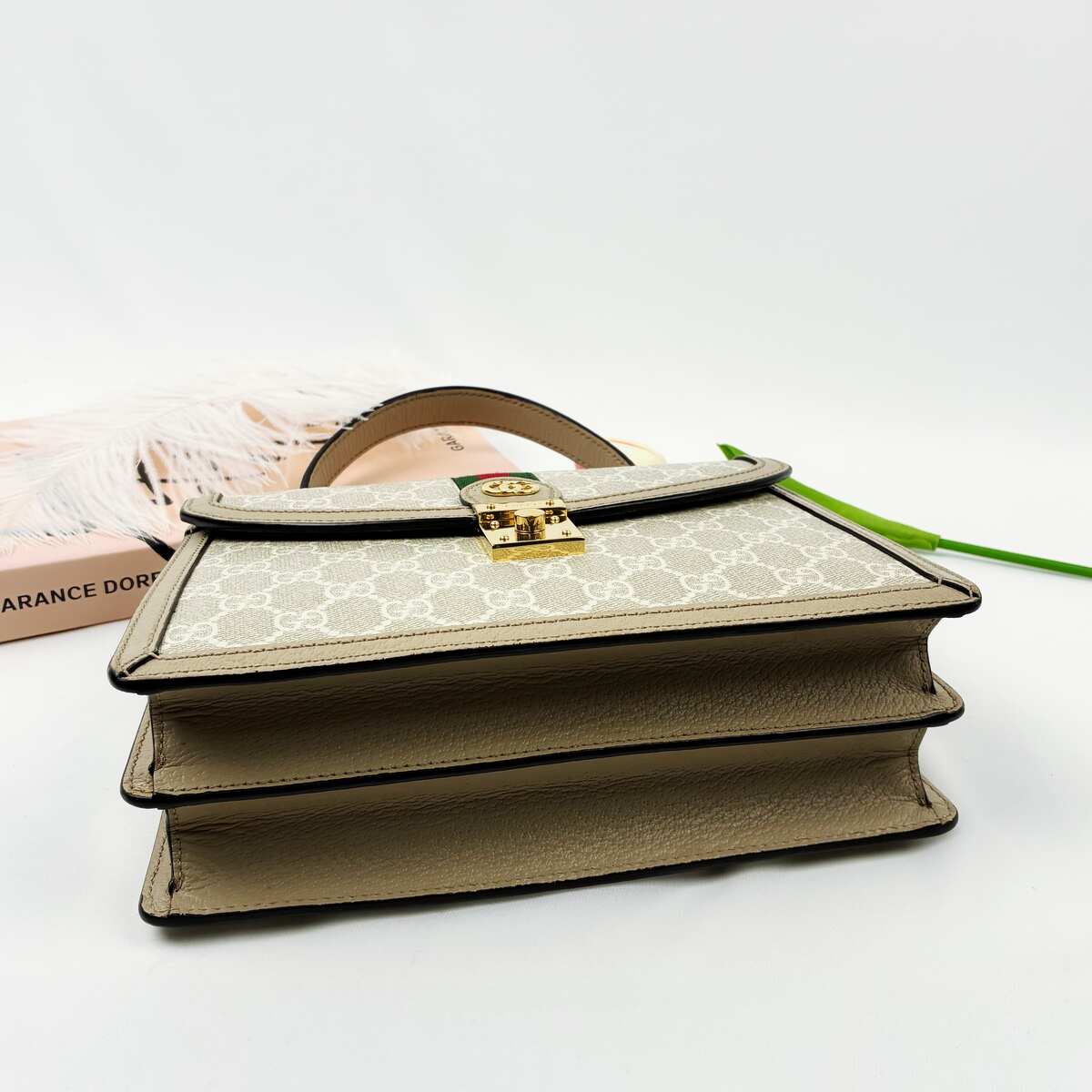 Gucci Ophidia Small Satchel Bag, GG Supreme Canvas with Web Stripe & Leather Trim