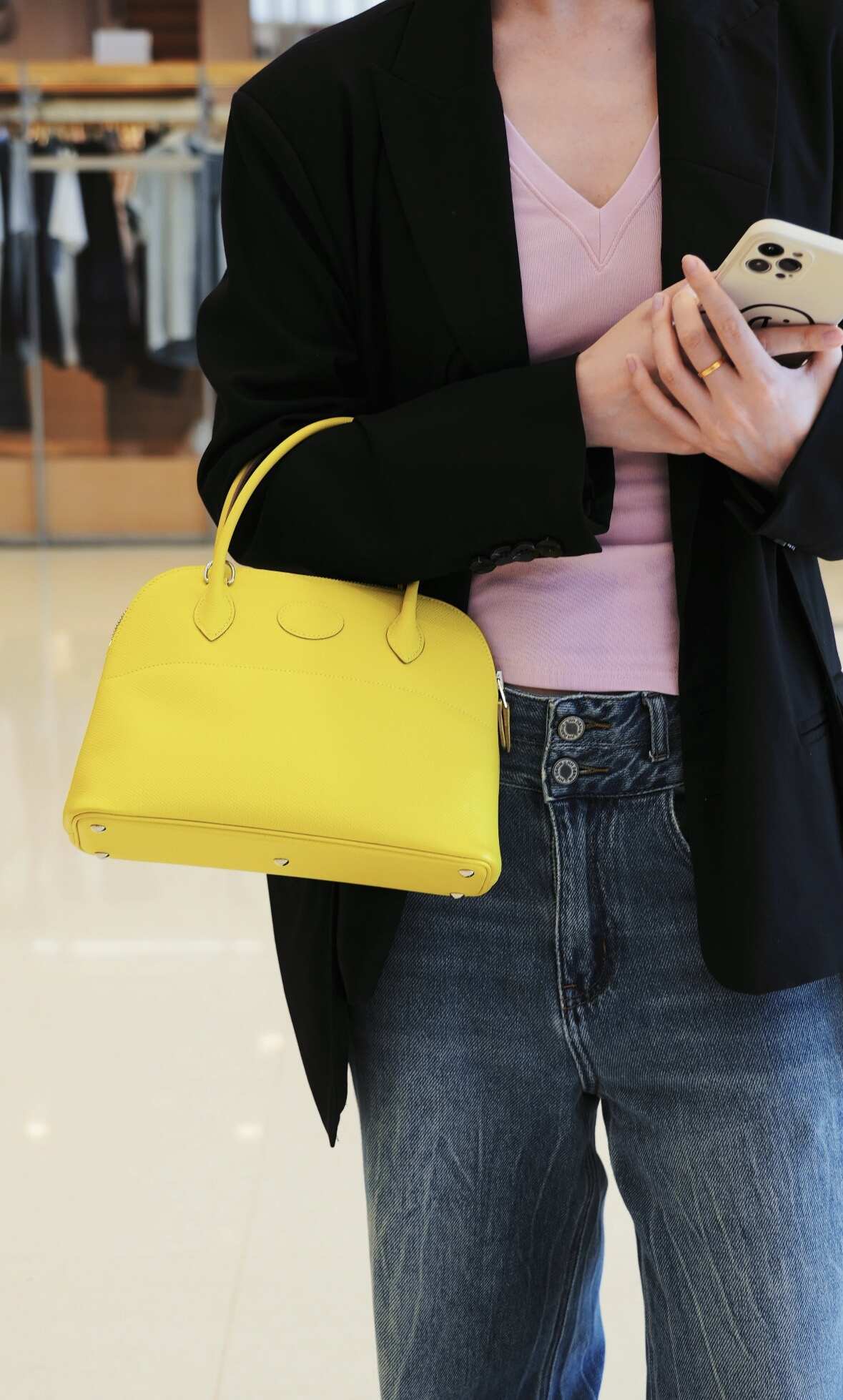 Hermès Bolide 27 in Jaune Citron Epsom Leather, Palladium Hardware (U Stamp)