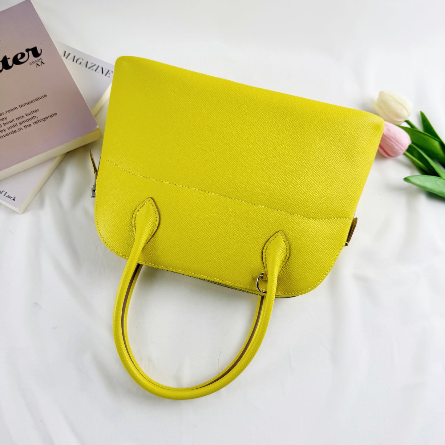 Hermès Bolide 27 in Jaune Citron Epsom Leather, Palladium Hardware (U Stamp)