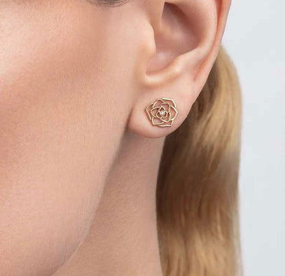 Piaget Rose 18K Rose Gold Openwork Single Diamond Stud Earrings