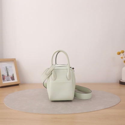 Hermès Mini Lindy Crossbody Bag, Vert Fizz Swift Leather, Palladium Silver Hardware, U Stamp