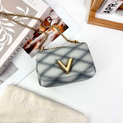 Louis Vuitton GO-14 PM Malletage Handbag, Cruise Collection, Smoky Blue Ombré Gradient Lambskin, Gold-Tone Hardware