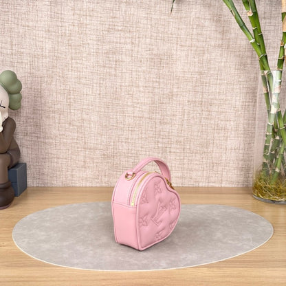 Louis Vuitton Pop My Heart Pink Quilted Leather Heart Mini Crossbody Bag, Gold-tone Chain Strap, Valentine Limited Edition