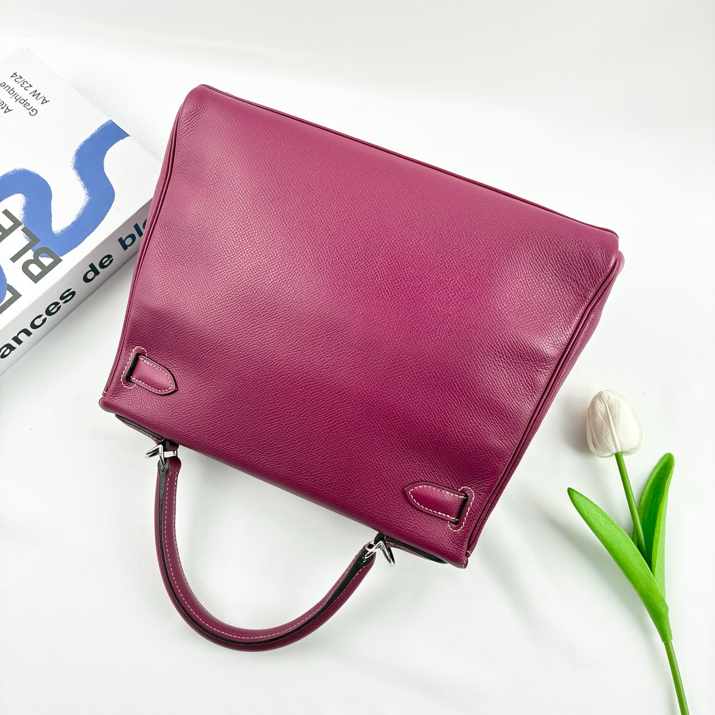 Hermès Kelly 28 in Cyclamen Epsom Leather, Palladium Hardware, Circle O Stamp