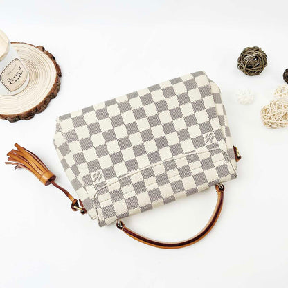 Louis Vuitton Croisette, Damier Azur Canvas, Natural Cowhide Trim with Tassel, Gold-tone Hardware
