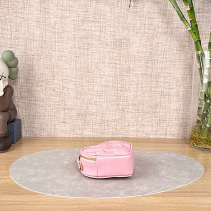 Louis Vuitton Pop My Heart Pink Quilted Leather Heart Mini Crossbody Bag, Gold-tone Chain Strap, Valentine Limited Edition
