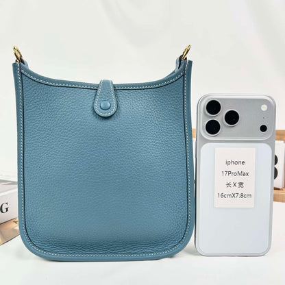 Hermès Evelyne 16, Bleu Jean Taurillon Clemence Leather, Gold Hardware, B Stamp